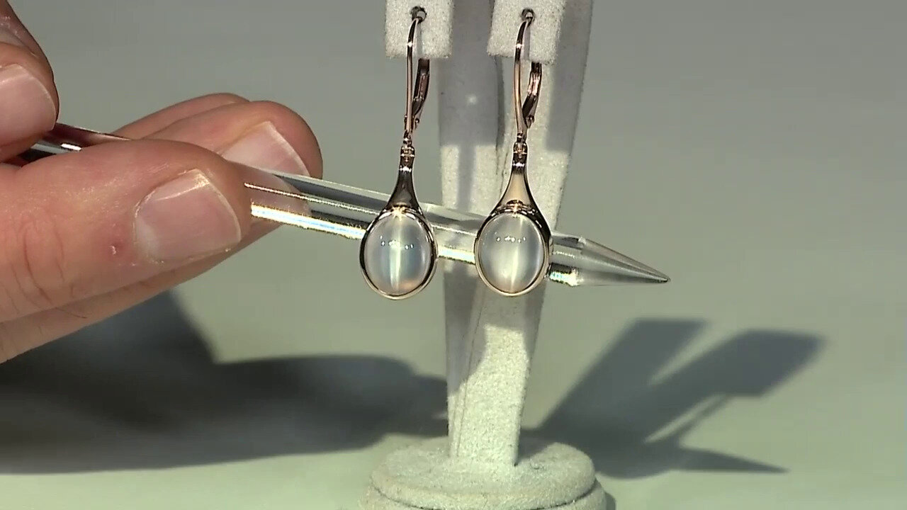 Video 9K Cats Eye Moonstone Gold Earrings (KM by Juwelo)