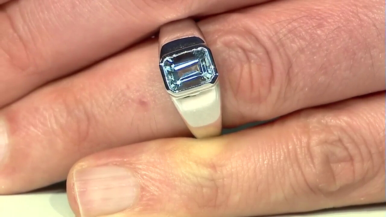 Video AAA Aquamarine Platinum Ring (KM by Juwelo)