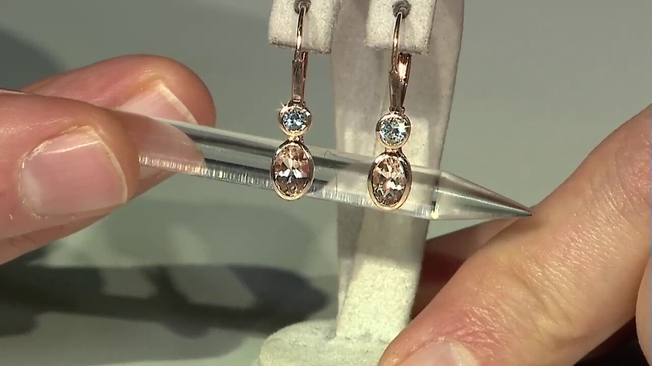 Video Boucles d'oreilles en or et Morganite de Madagascar