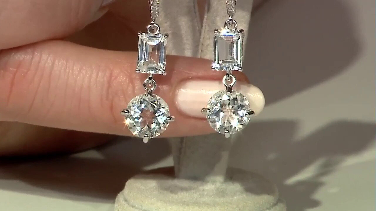 Video White Topaz Silver Earrings