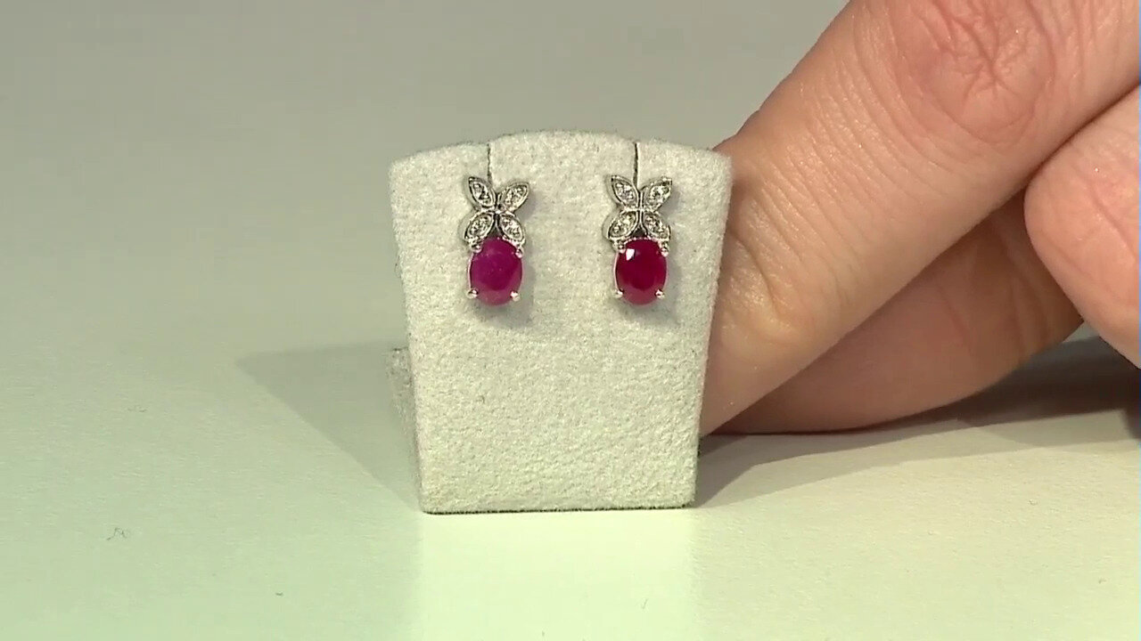 Video Kenyan Ruby Silver Earrings