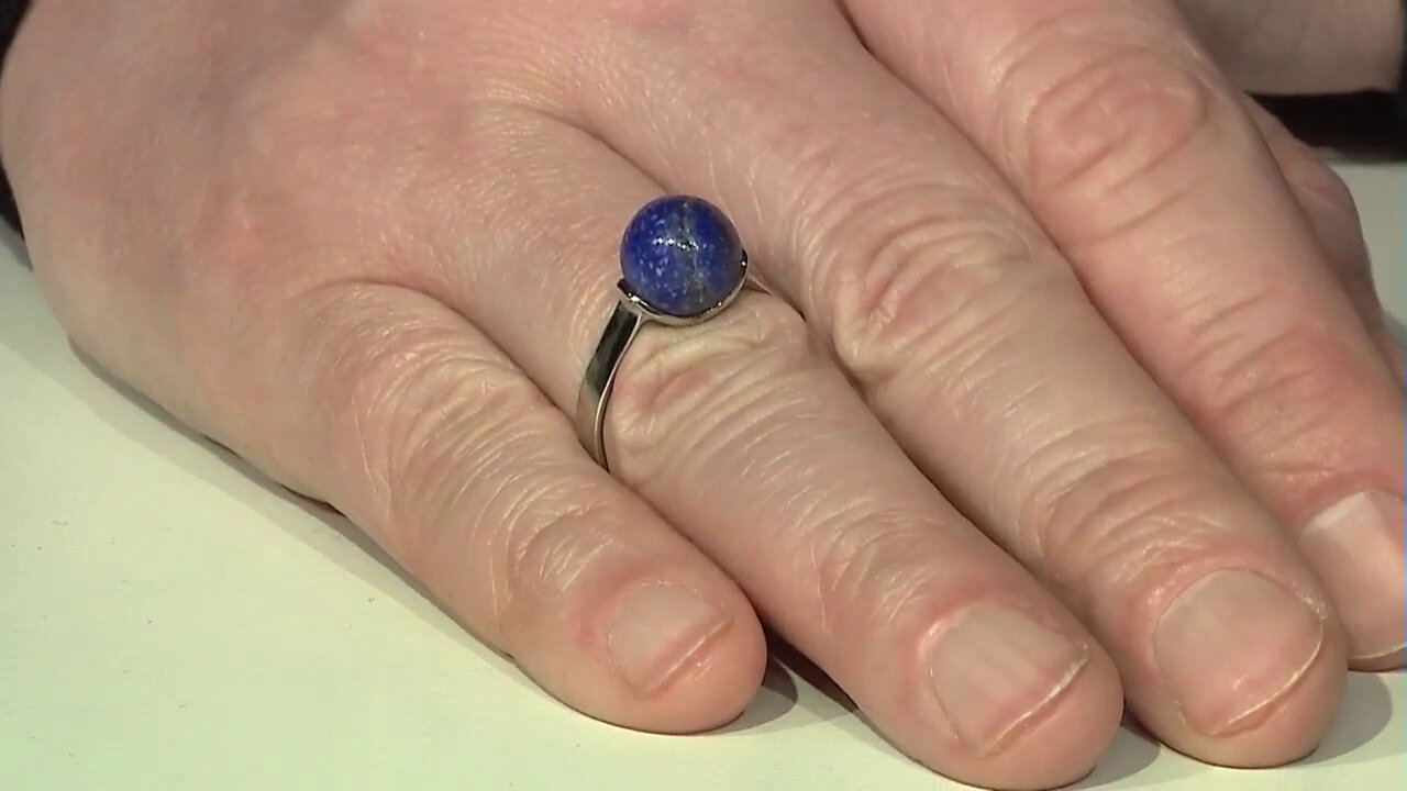 Video Zilveren ring met een lapis lazuli