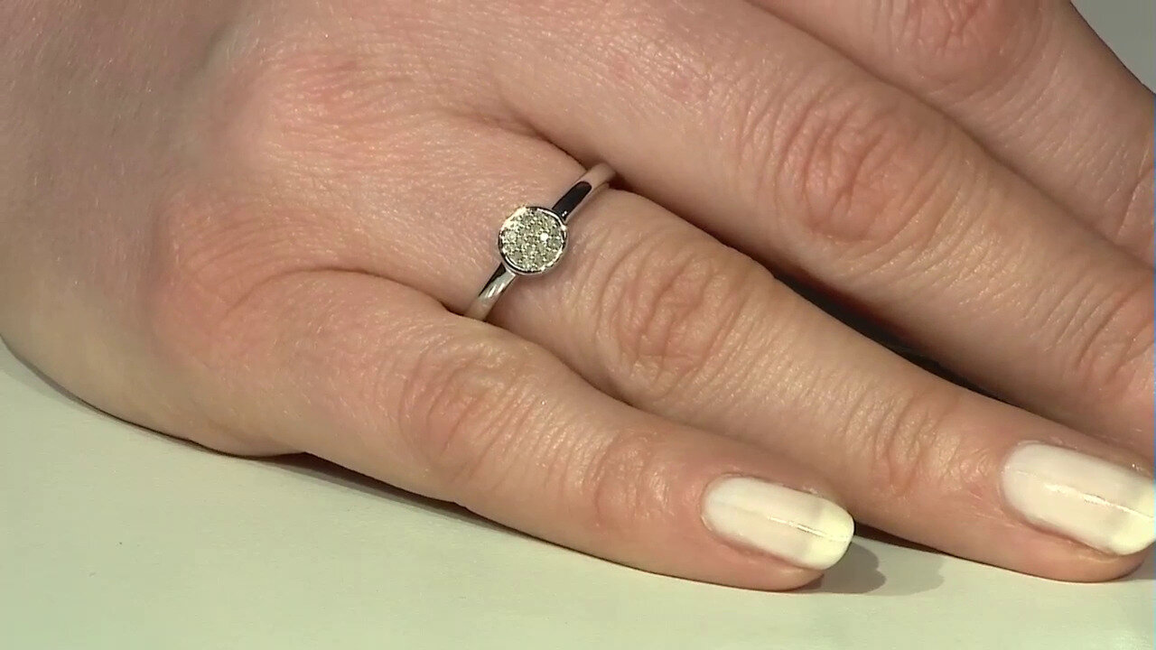 Video Zilveren ring met PK (J) Diamanten