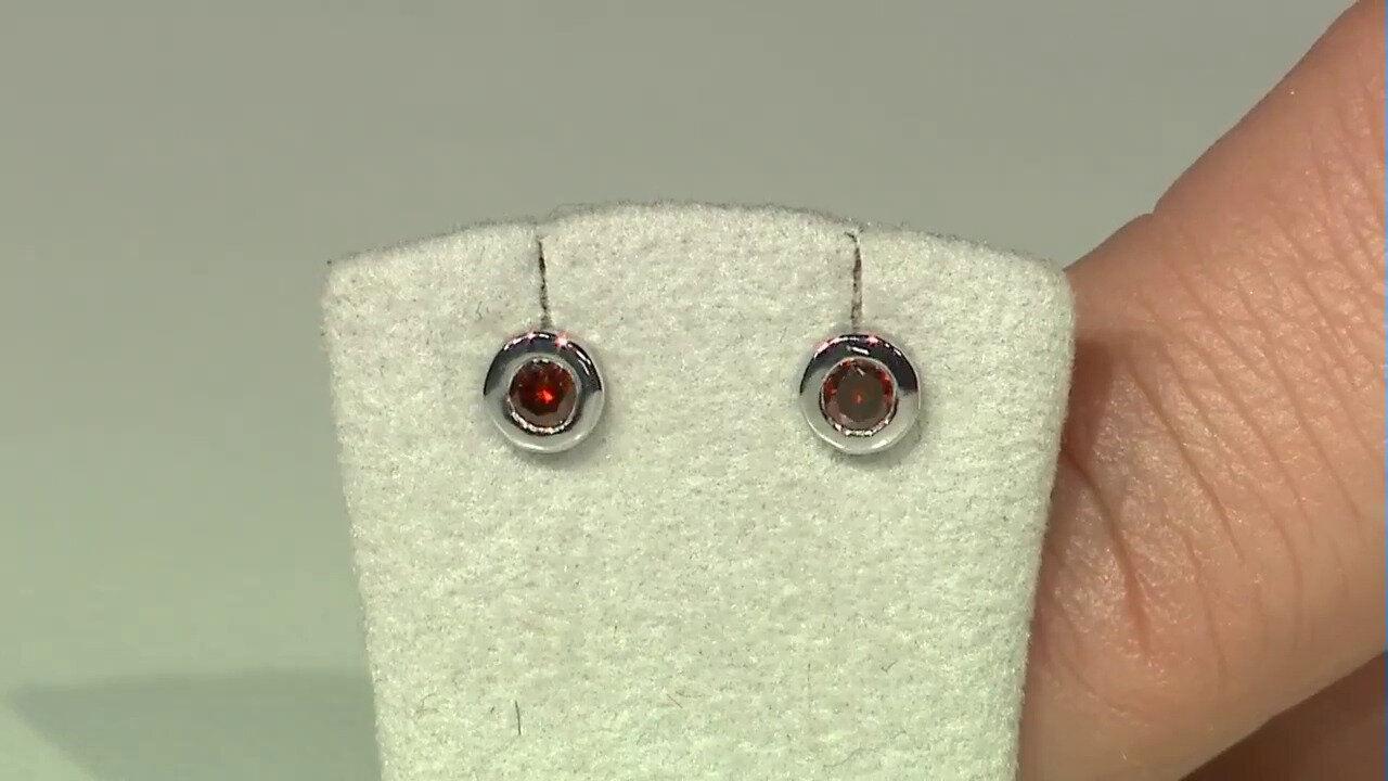 Video I2 Red Diamond Silver Earrings