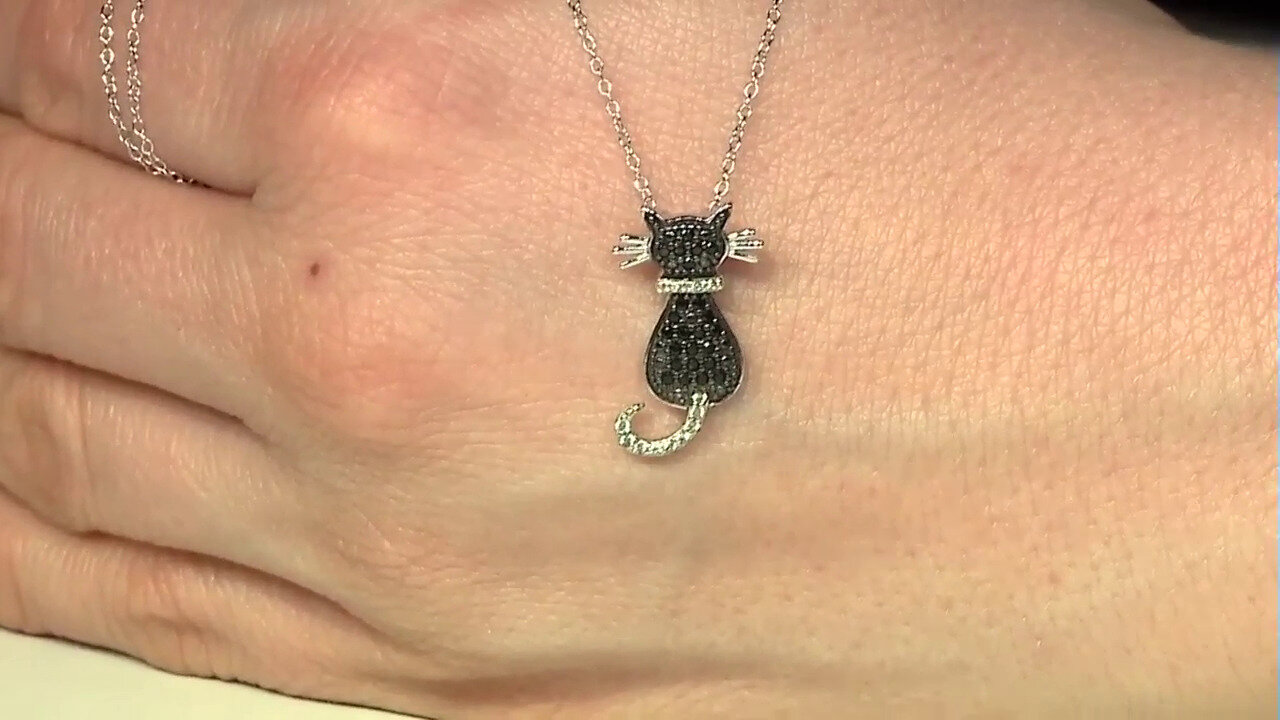 Video Zilveren halsketting met zwarte spinelstenen