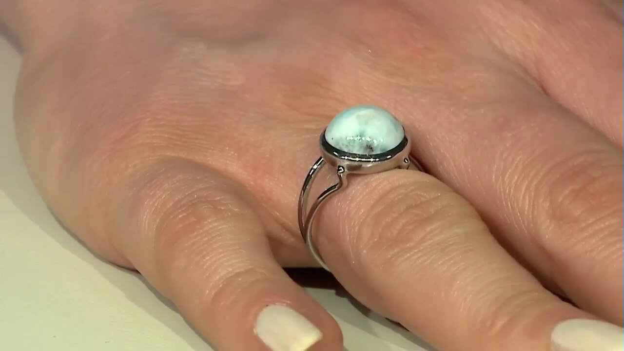 Video Zilveren ring met een larimar