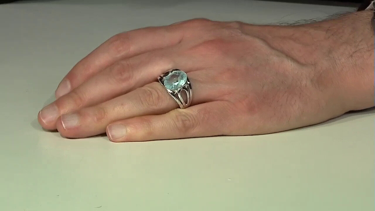 Video Blue Pastel Quartz Silver Ring