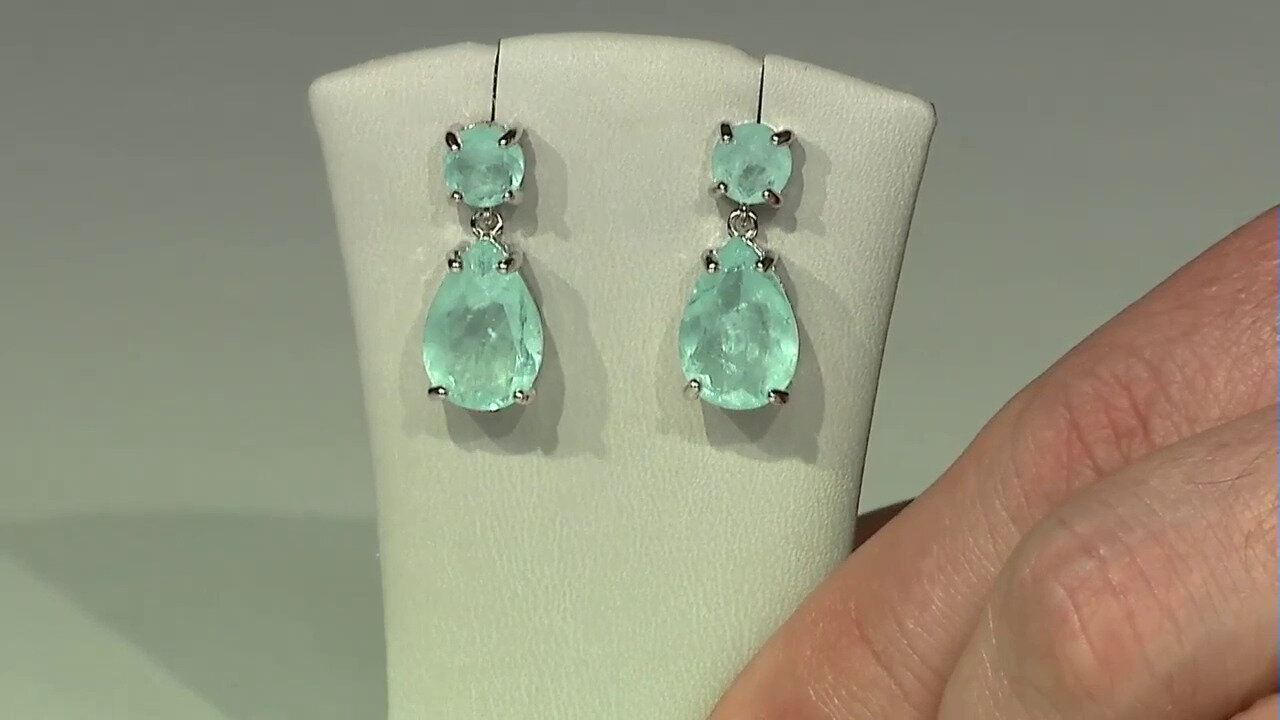 Video Zilveren oorbellen met Pastelblauwe Kwartskristallen