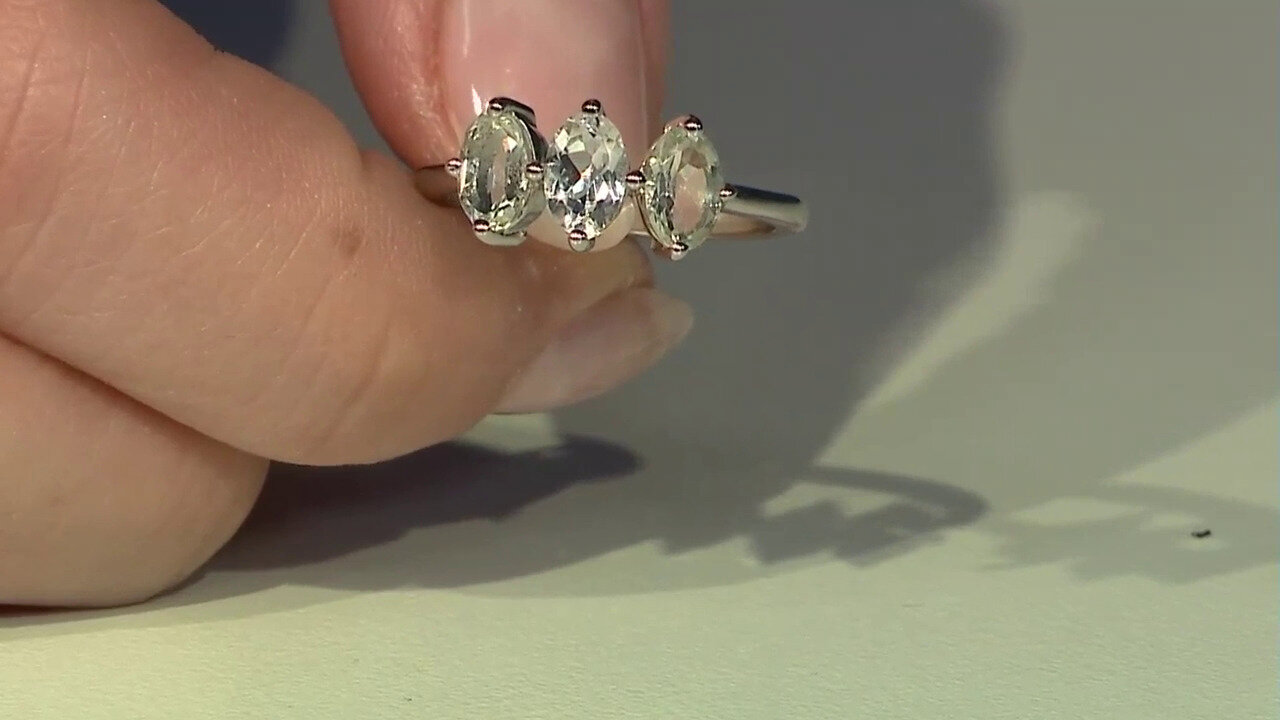 Video Zilveren ring met groene amethisten