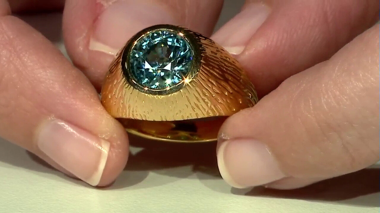 Video Zilveren ring met een petroleumkleur zirkoon
