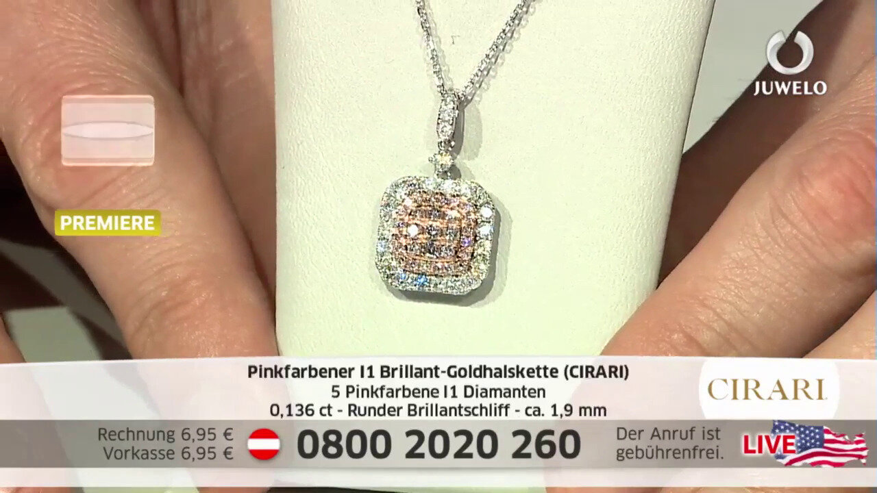 Video Gouden halsketting met I1 Roze Diamanten (CIRARI)