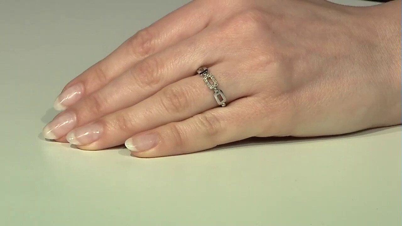 Video Zilveren ring met I2 (H) Diamanten