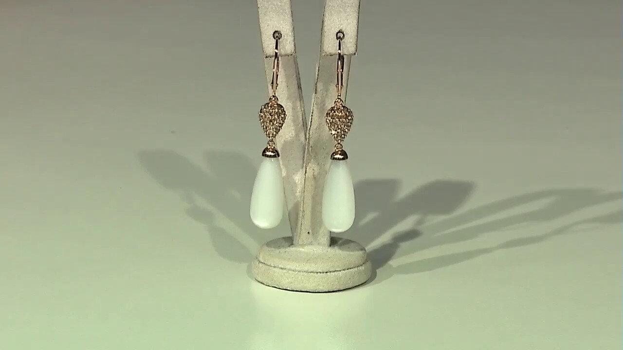 Video 9K White Moonstone Gold Earrings (KM by Juwelo)