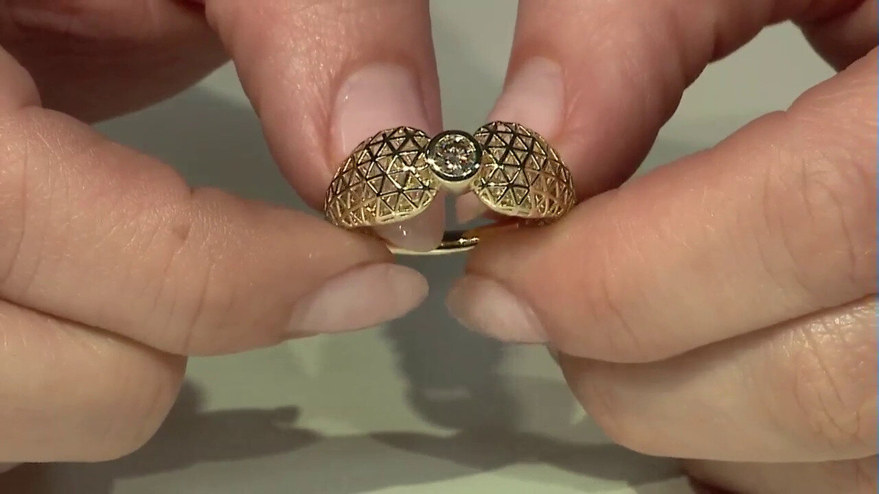 Video Gouden ring met een I1 Champagne diamant  (Ornaments by de Melo)