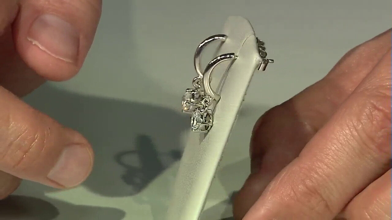 Video White Topaz Silver Earrings