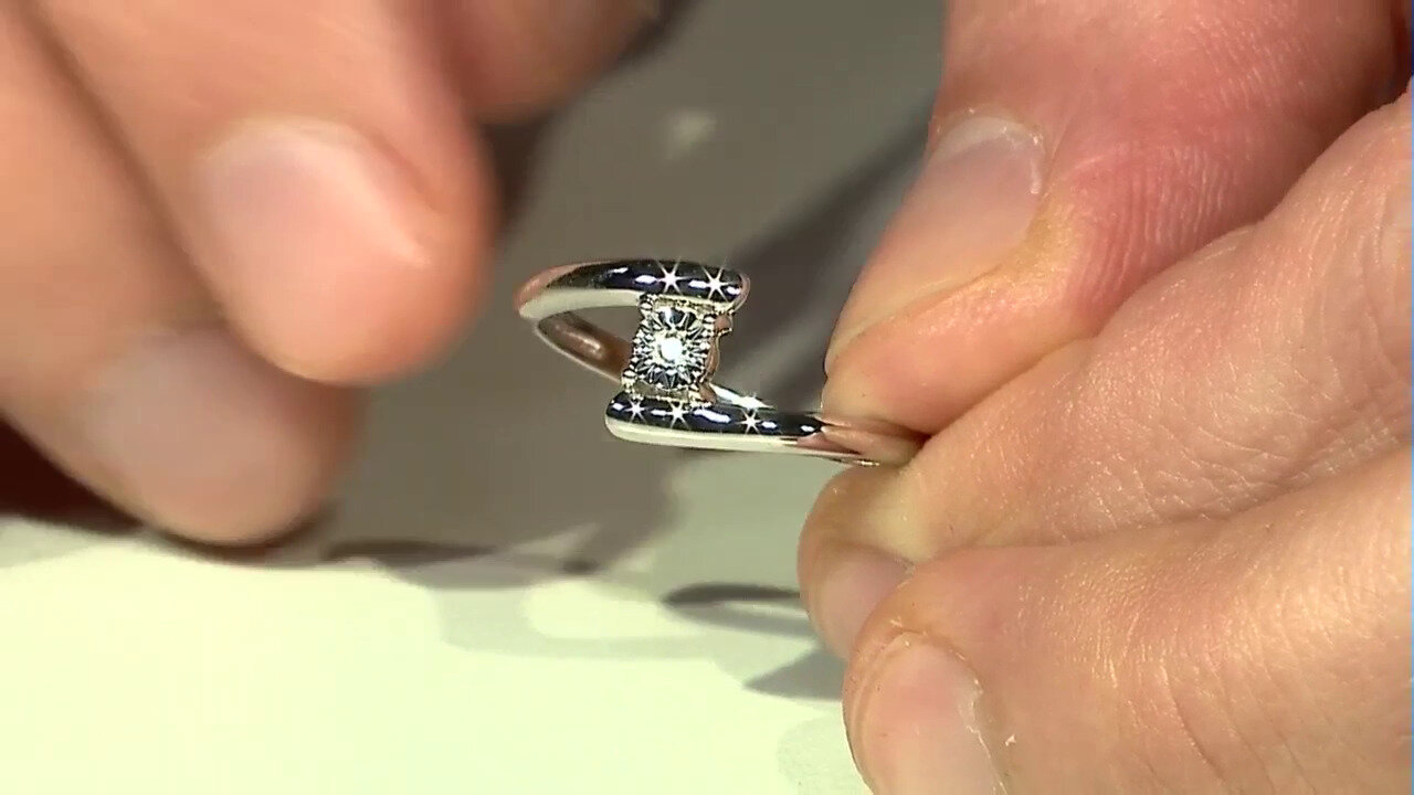 Video Zilveren ring met een SI2 (H) Diamant