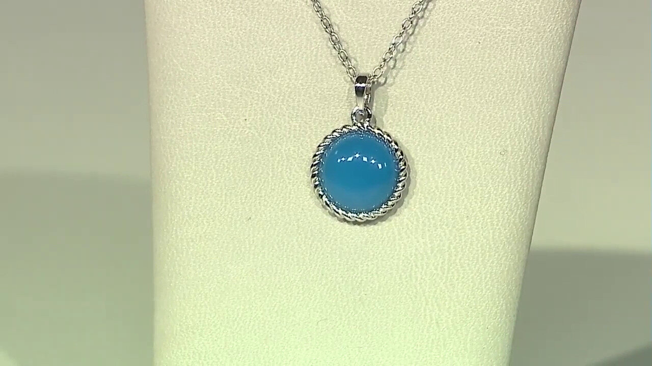 Video Zilveren halsketting met een Blauwe agaat