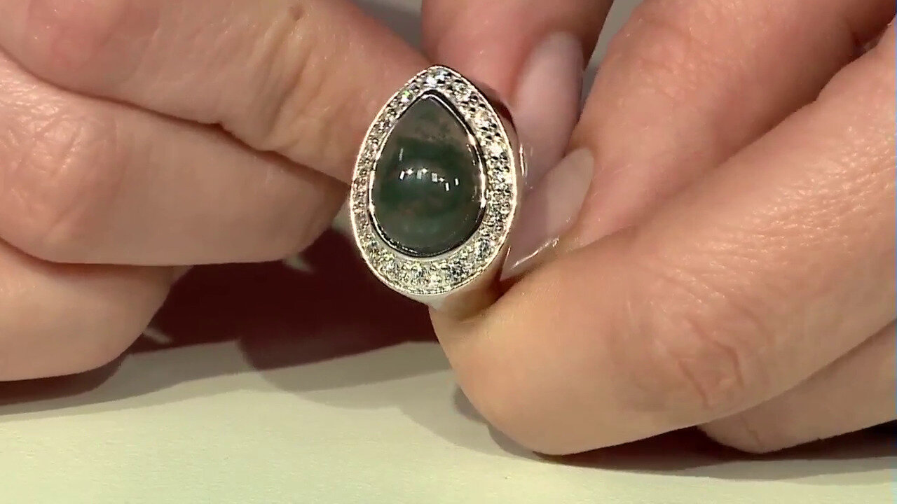 Video Moss Agate Silver Ring