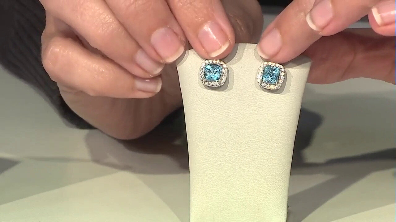 Video Swiss Blue Topaz Silver Earrings
