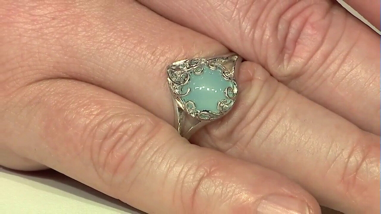 Video Zilveren ring met een Blauwe agaat