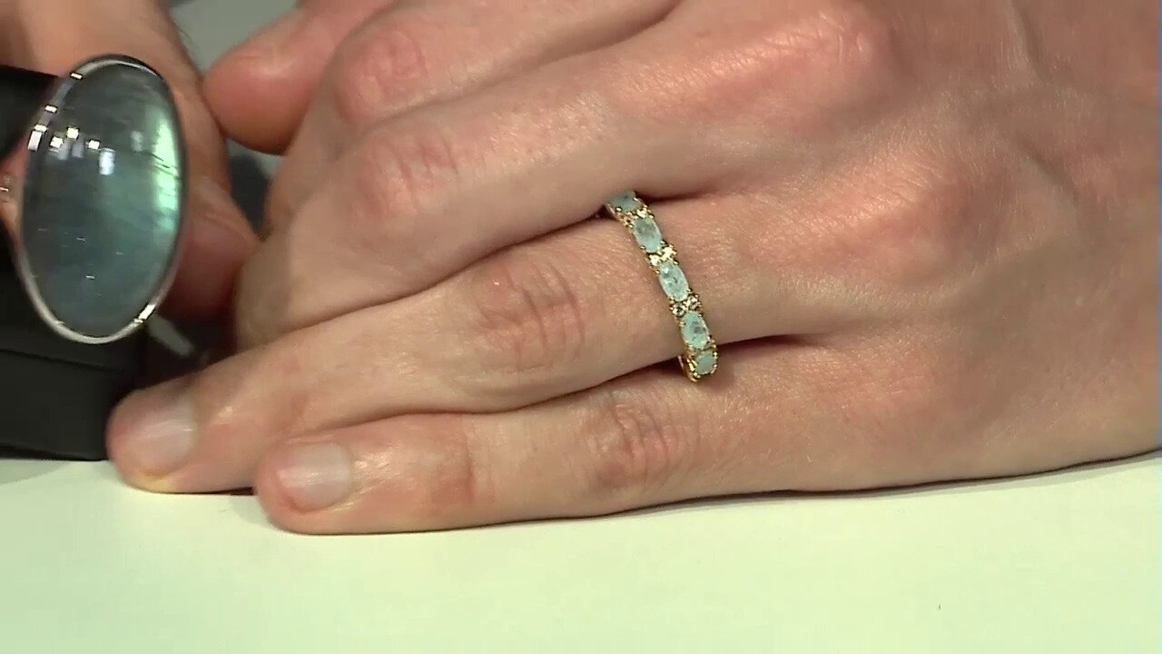 Video Zilveren ring met Pastelblauwe Kwartskristallen