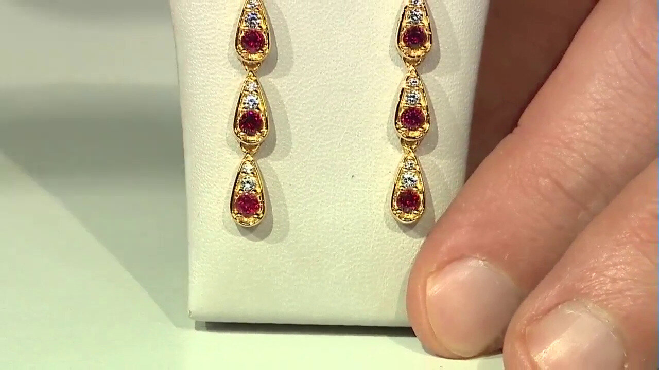 Video Noble Red Spinel Silver Earrings
