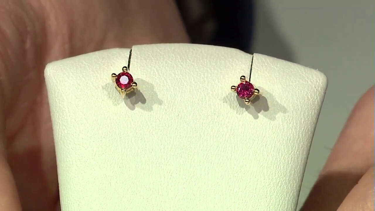 Video Boucles d'oreilles en argent et Spinelle rouge noble