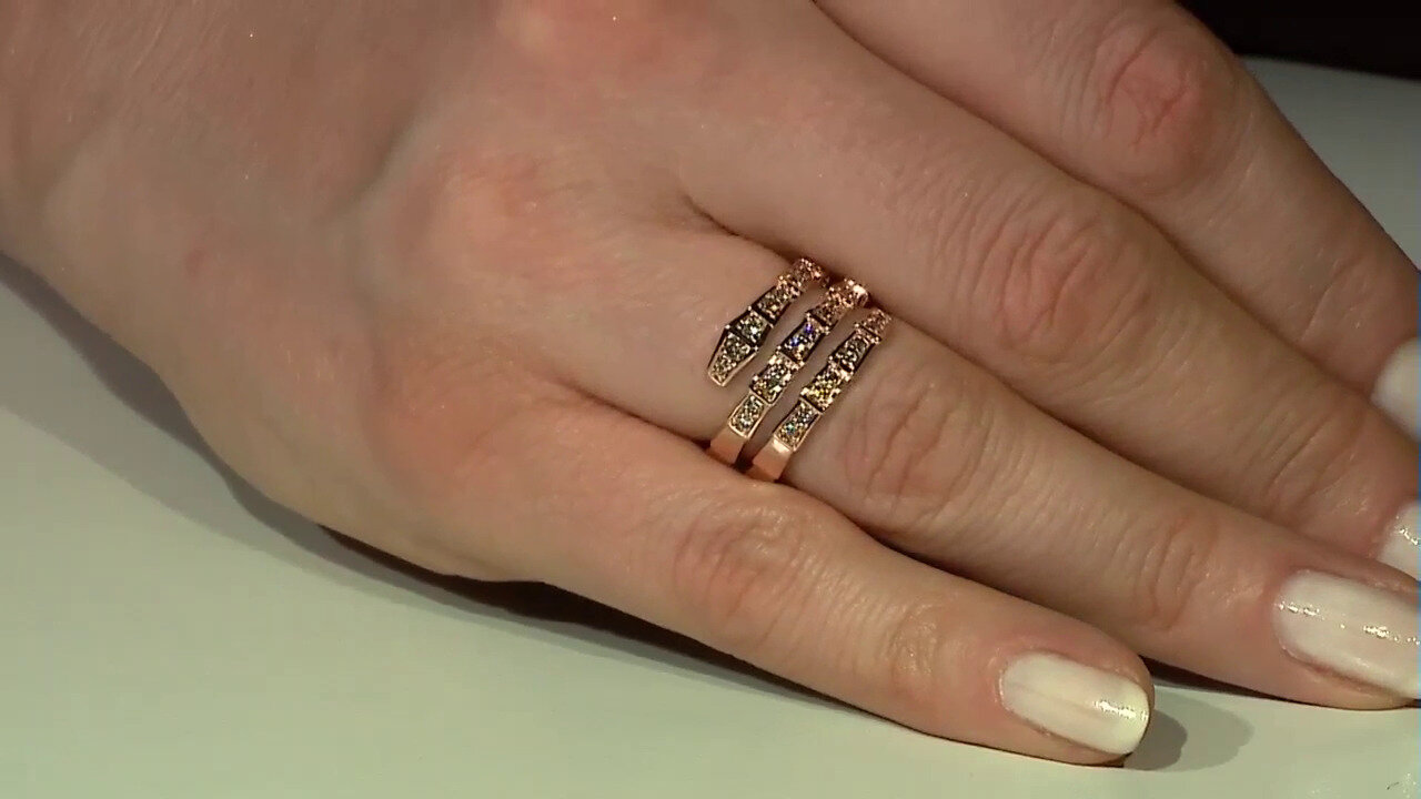 Video 14K SI1 Argyle Rose De France Diamond Gold Ring (Annette)