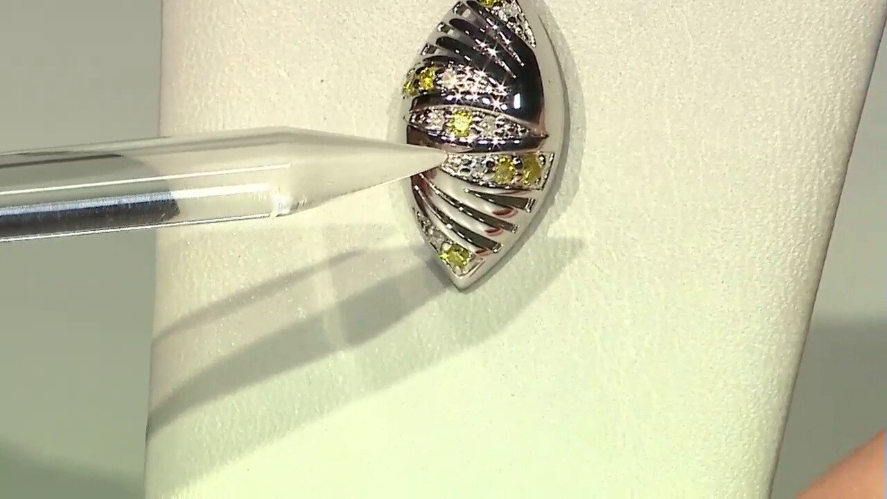 Video Zilveren hanger met I2 Gele Diamanten