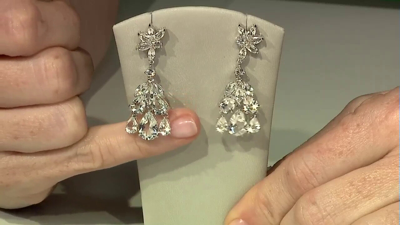 Video White Topaz Silver Earrings