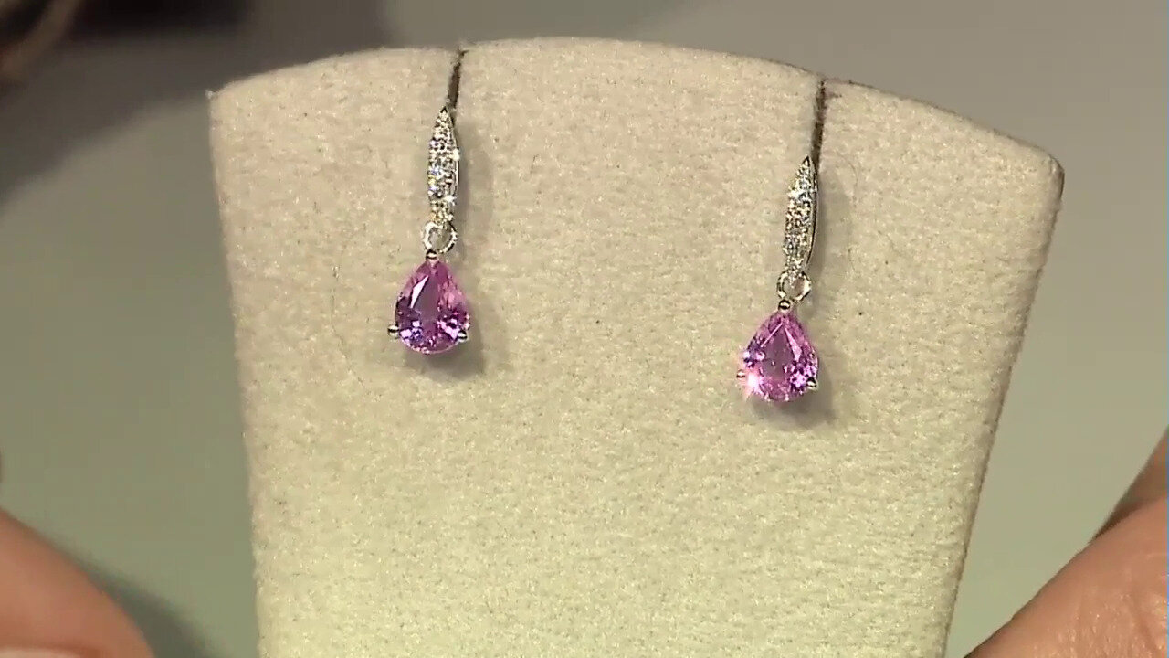 Video 14K Pink Sapphire Gold Earrings (CIRARI)
