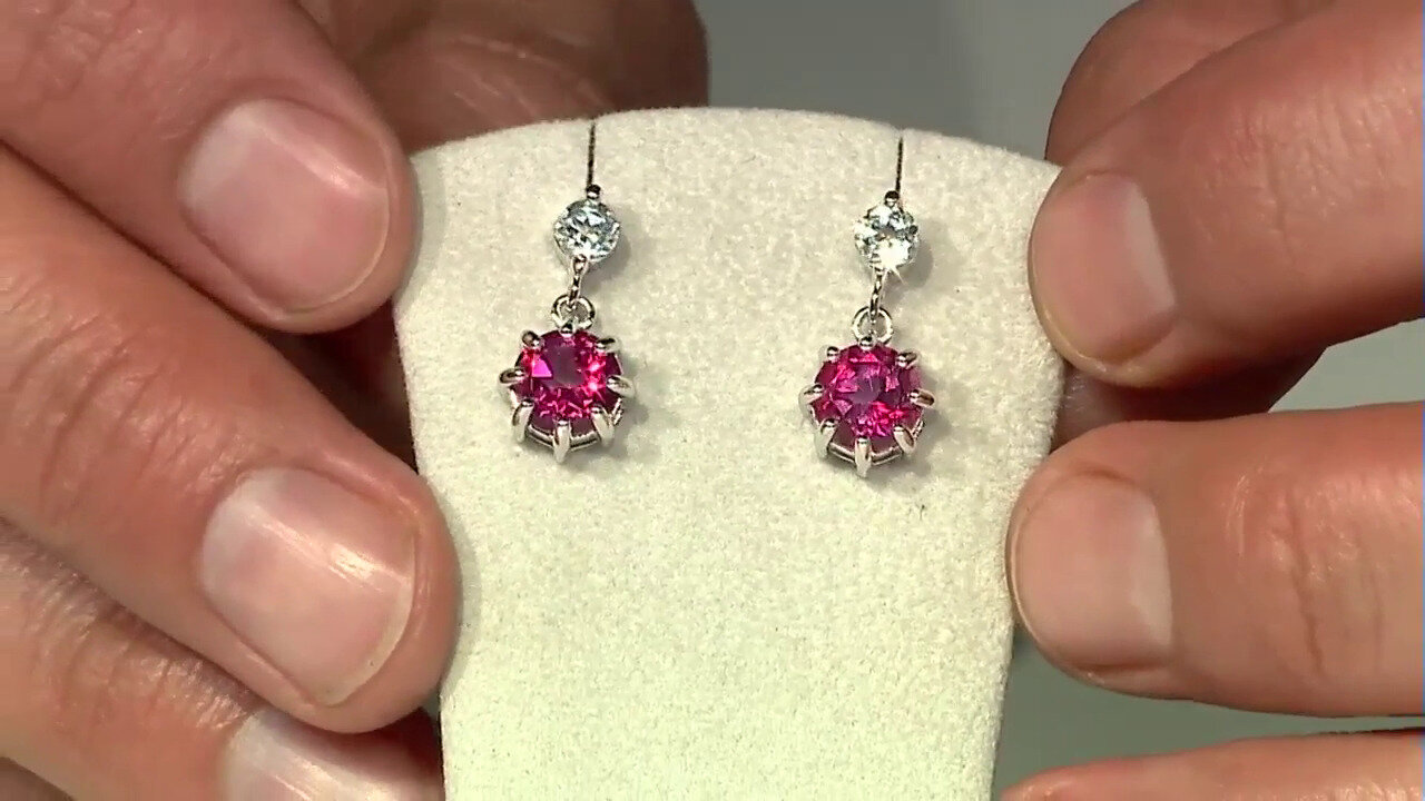 Video Hot Pink Mystic Topaz Silver Earrings