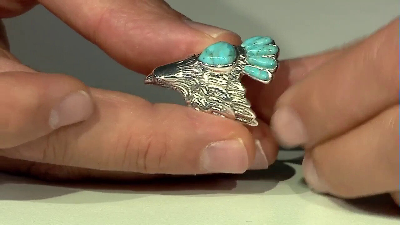 Video Bague en argent et Turquoise bleue de Mohavie (Art of Nature)