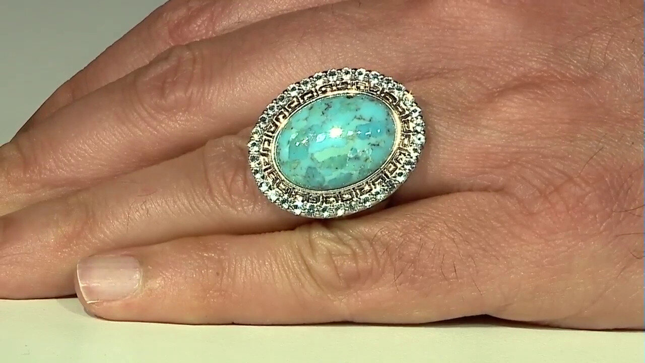 Video Zilveren ring met een Blauwe Kingman Mohave Turkoois (Art of Nature)