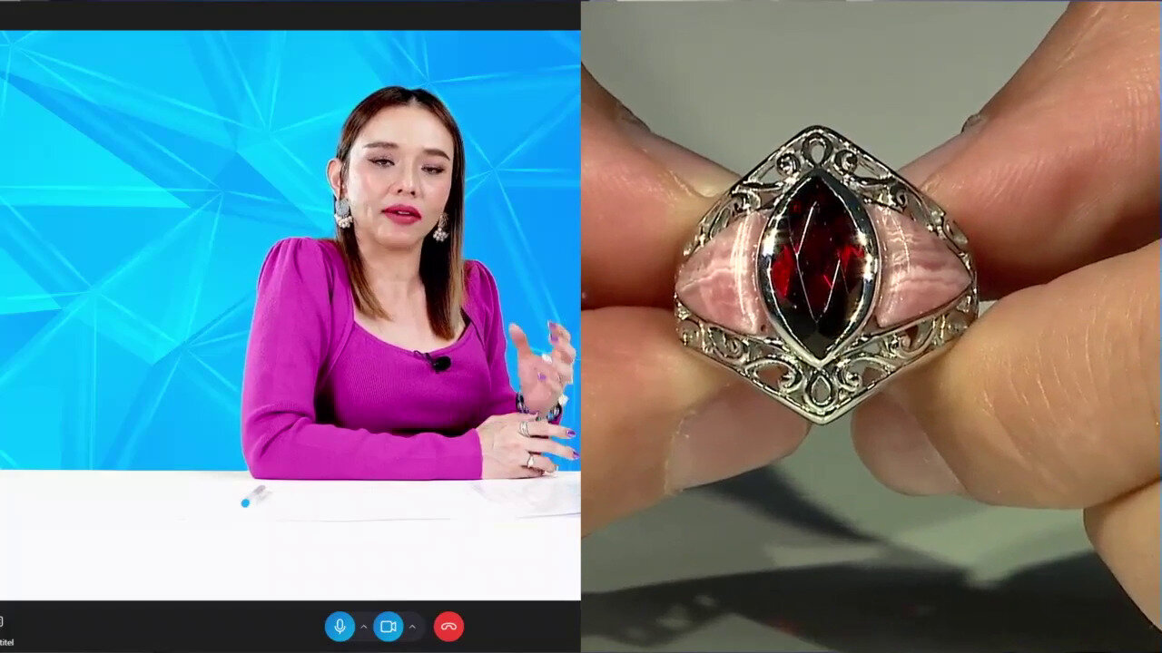 Video Mozambique Garnet Silver Ring (Art of Nature)