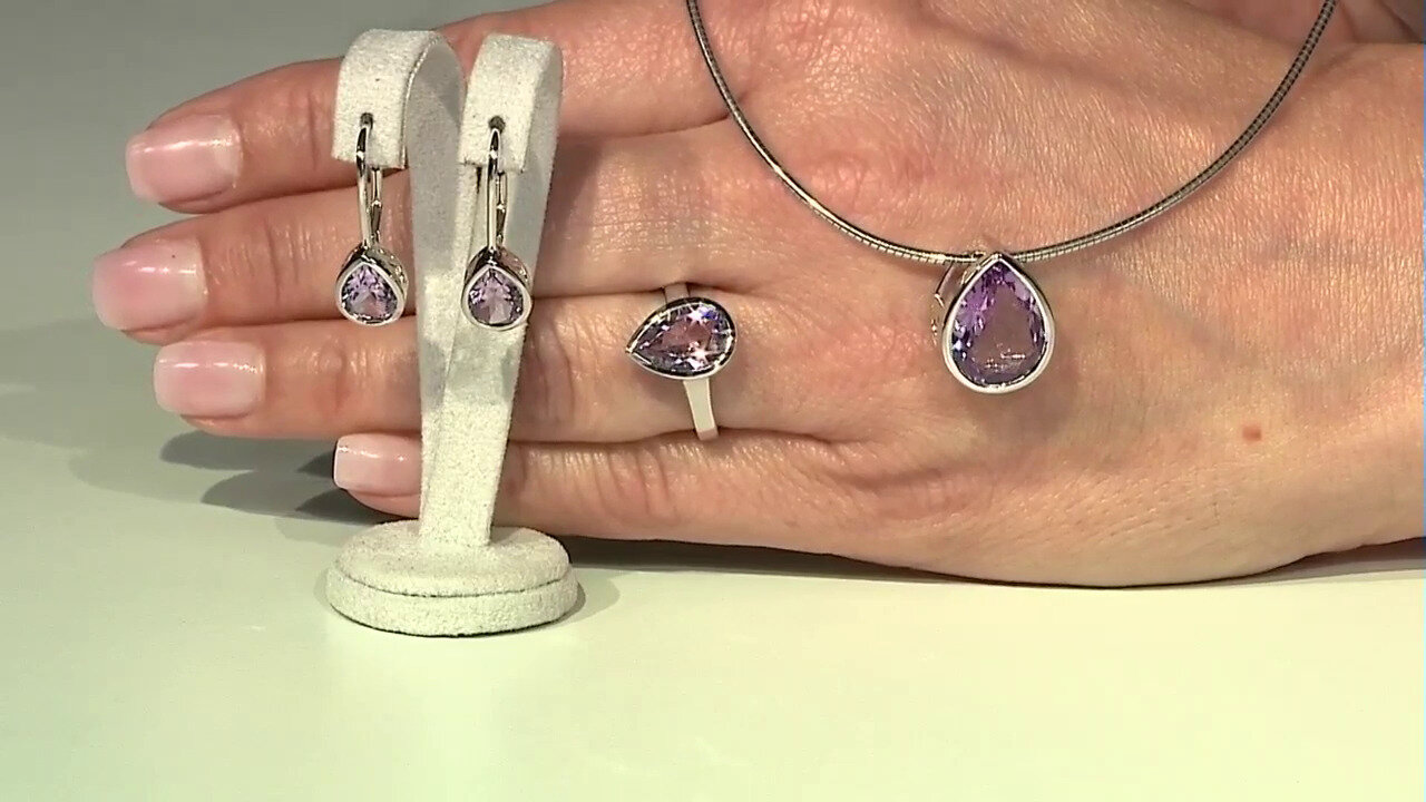Video Rose de France Amethyst Silver Earrings (MONOSONO COLLECTION)