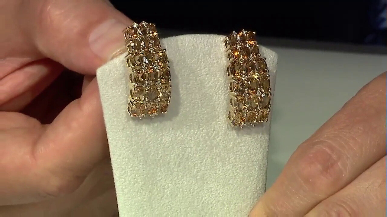 Video 14K Champagne Zircon Gold Earrings (de Melo)