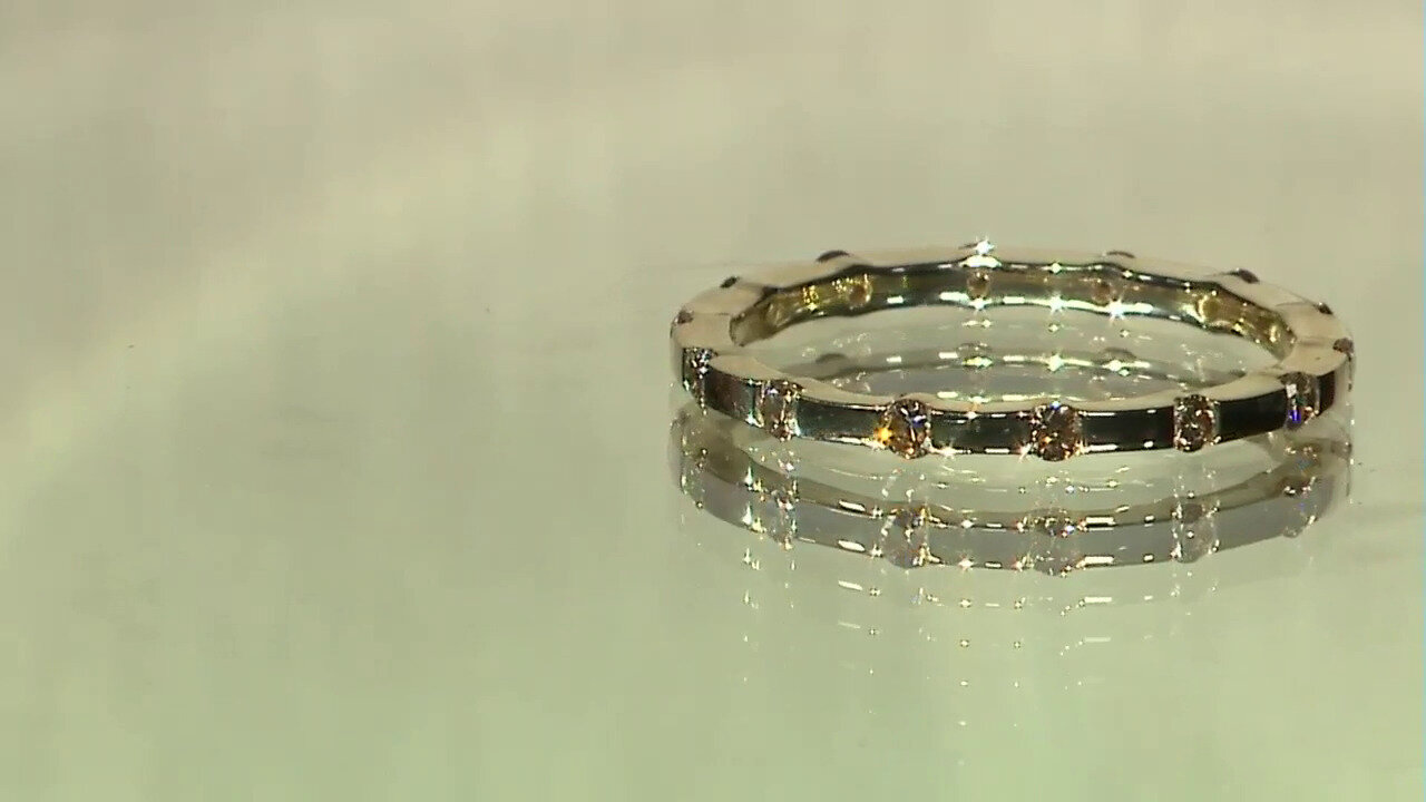 Video 14K I2 Champagne Diamond Gold Ring (de Melo)