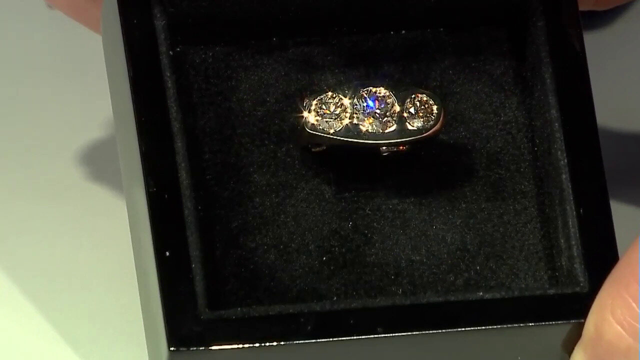 Video 14K I2 Champagne Diamond Gold Ring (de Melo)