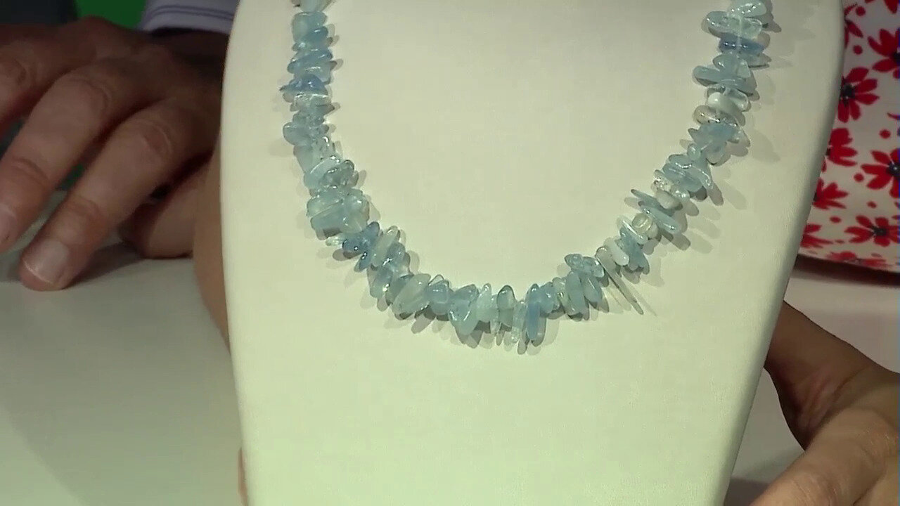 Video Zilveren halsketting met aquamarijnstenen