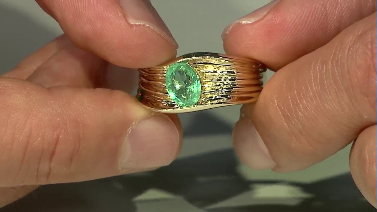 Video Gouden ring met een Colombiaanse smaragd (de Melo)