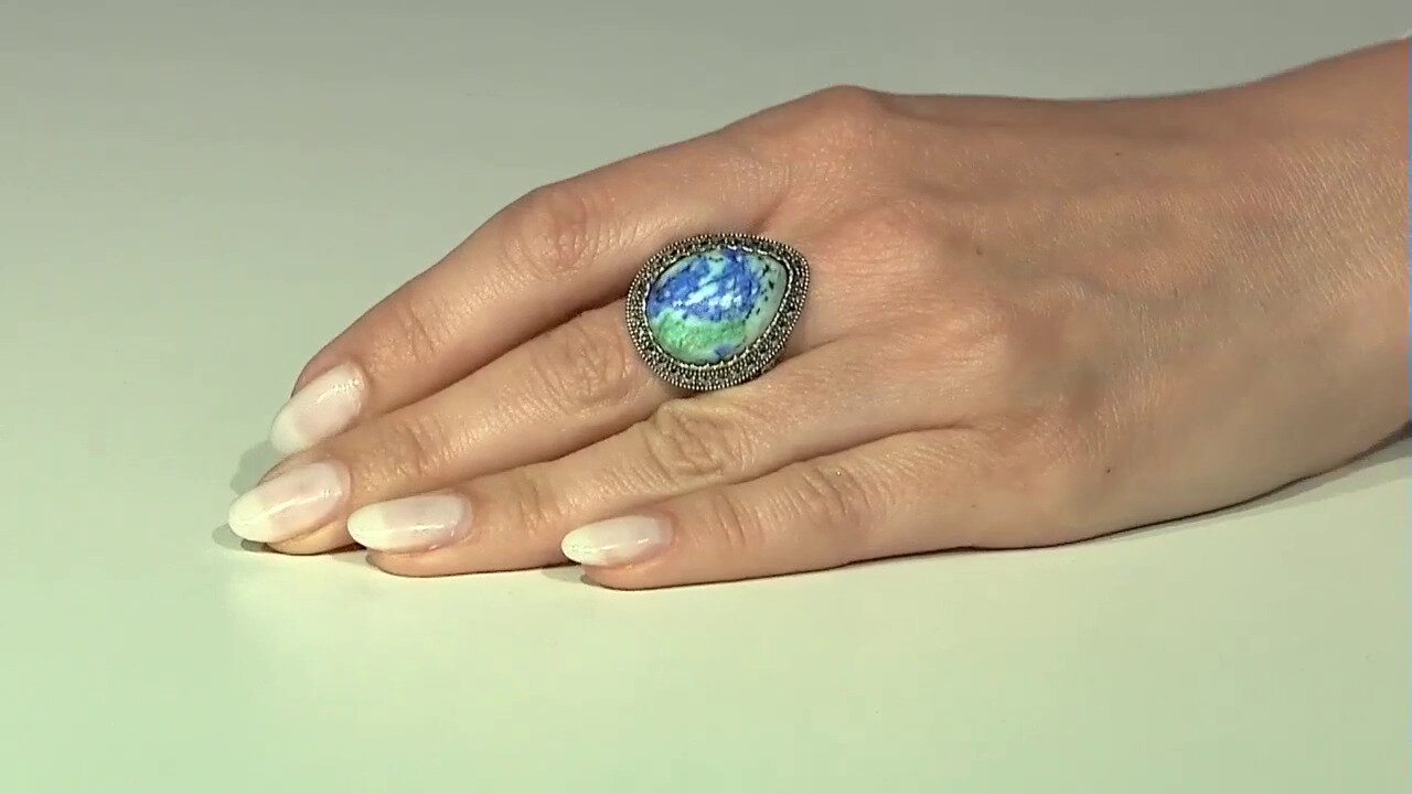 Video Zilveren ring met een azuriet (Annette classic)