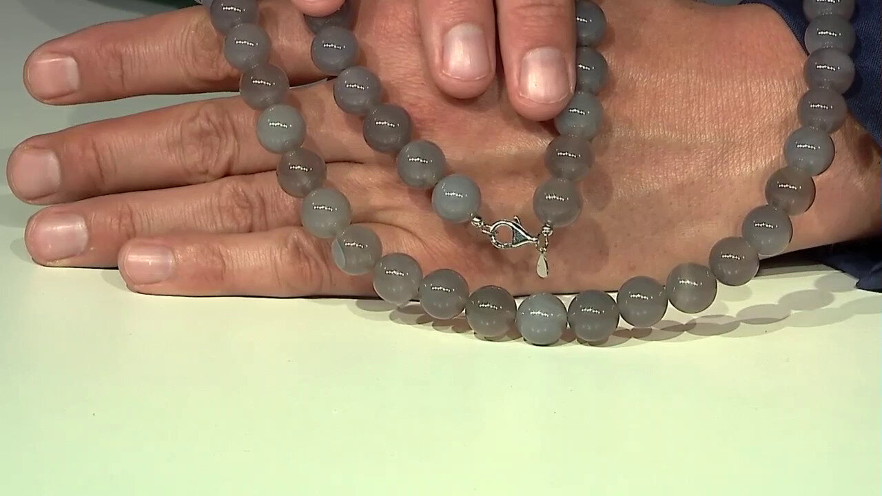 Video Grauer Achat-Silberhalskette