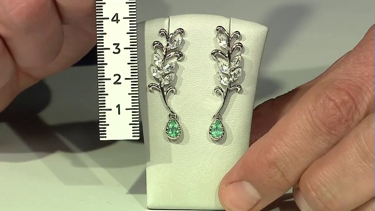 Video Colombian Emerald Silver Earrings