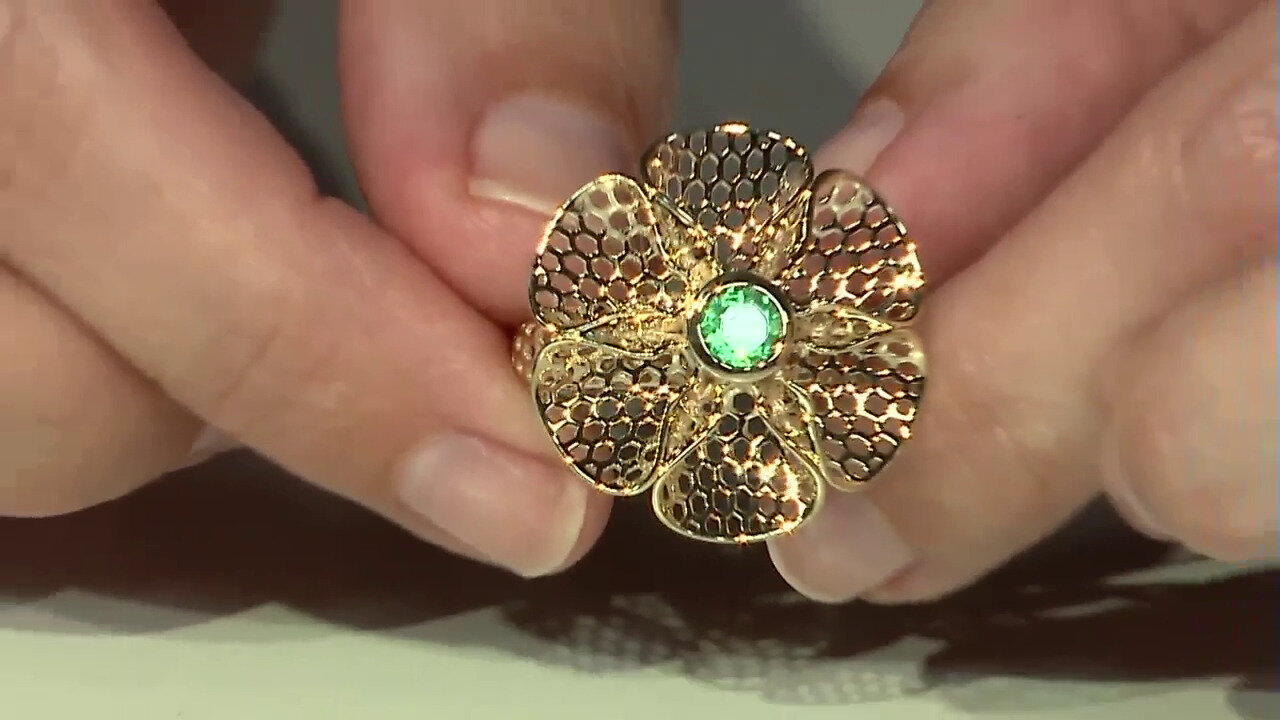 Video Kolumbianischer Smaragd-Goldring (Ornaments by de Melo)