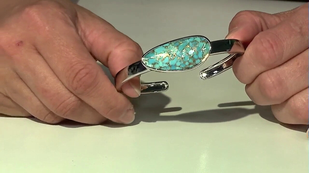 Video Blue Copper Turquoise Silver Bangle (Faszination Türkis)