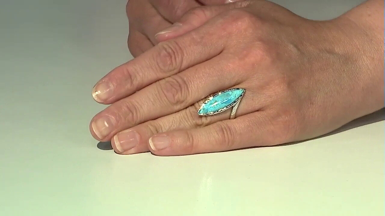 Video Zilveren ring met een Blauwe Kingman Mohave Turkoois (Faszination Türkis)