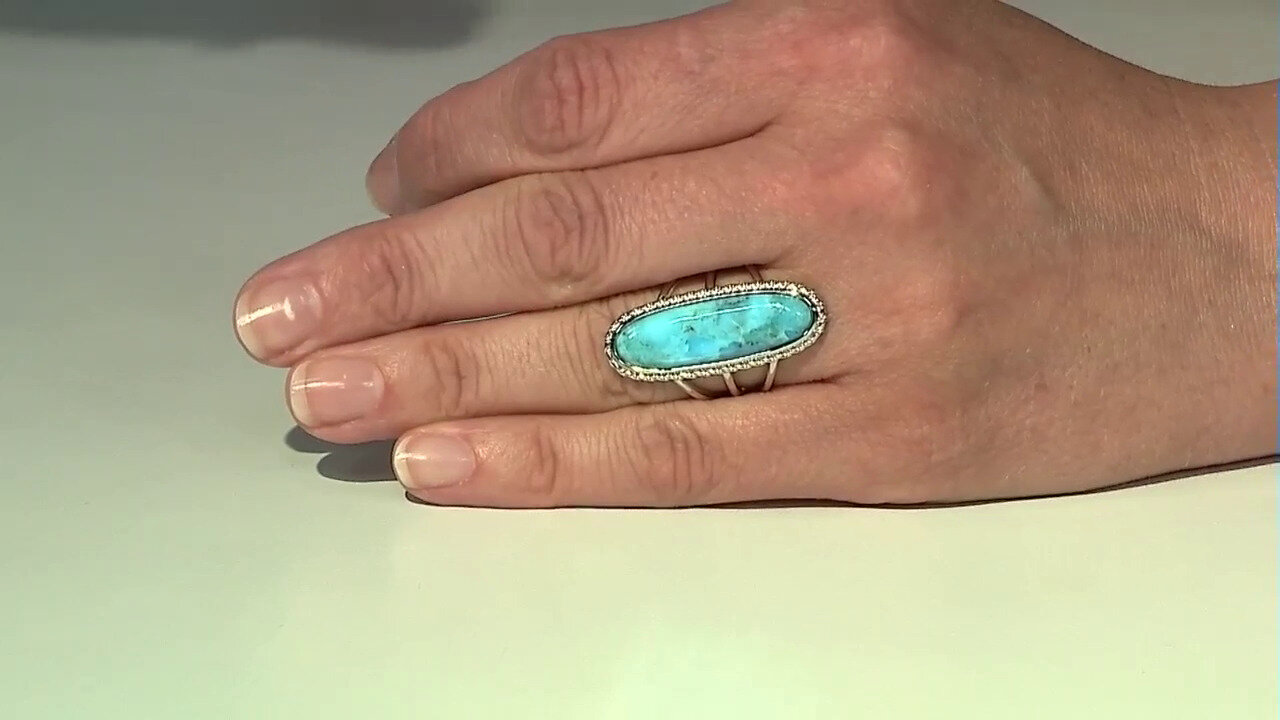 Video Zilveren ring met een Blauwe Kingman Mohave Turkoois (Faszination Türkis)