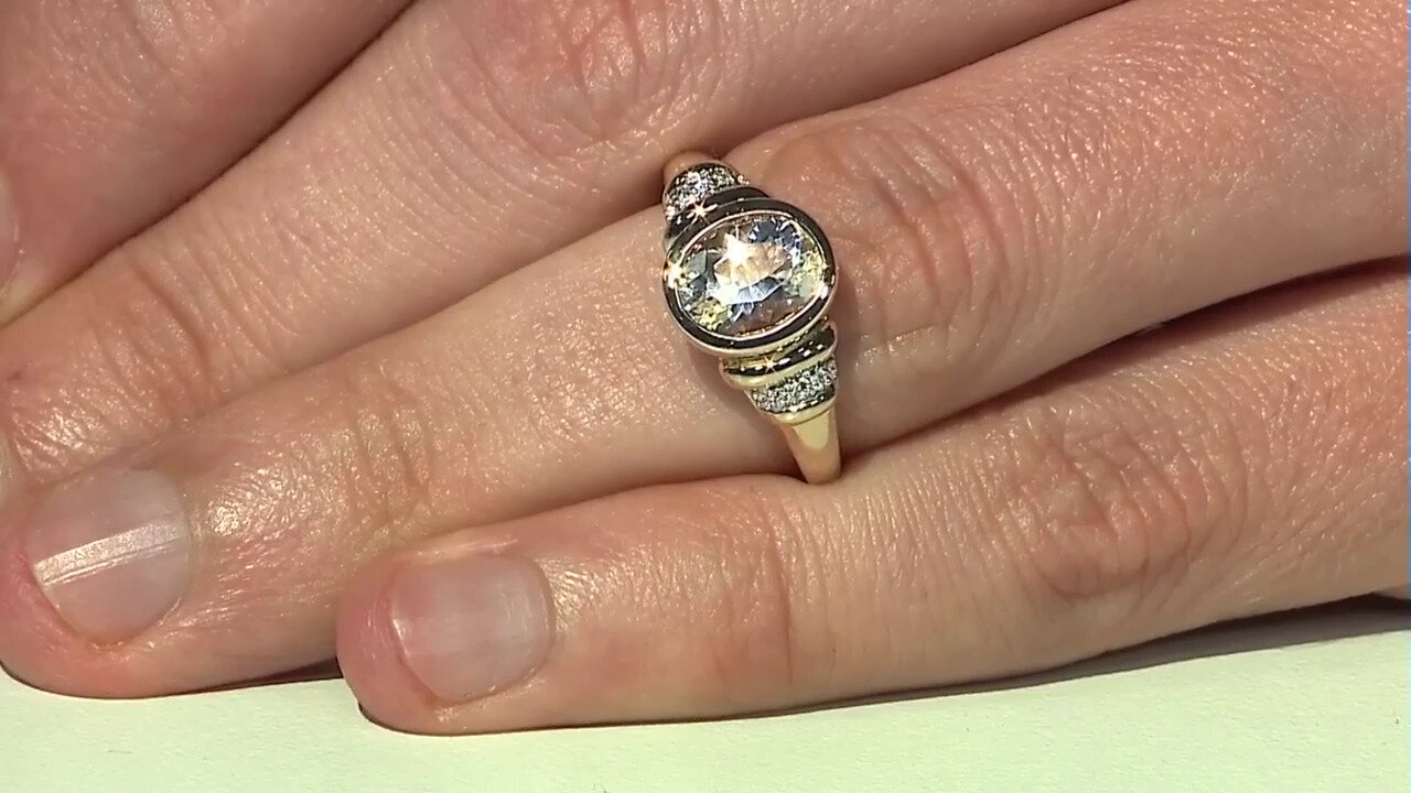 Video 9K Herkimer Diamond Quartz Gold Ring (Amanda Adkins)