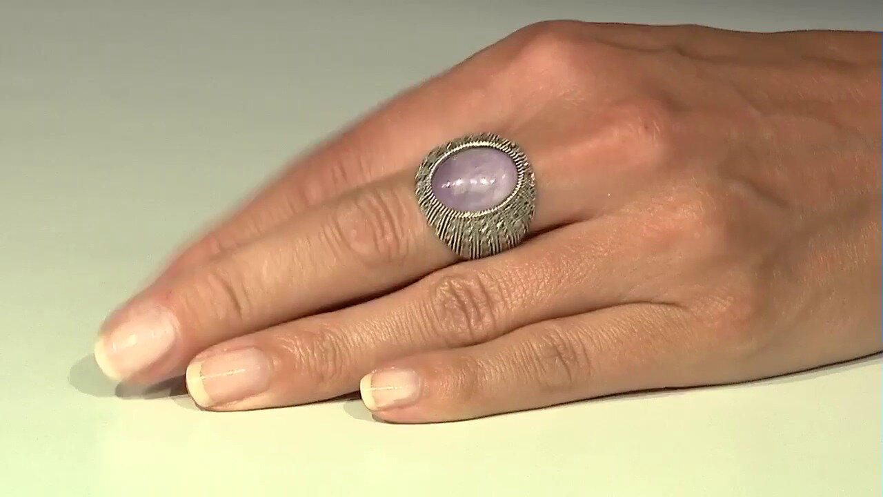 Video Zilveren ring met een kunziet (Annette classic)